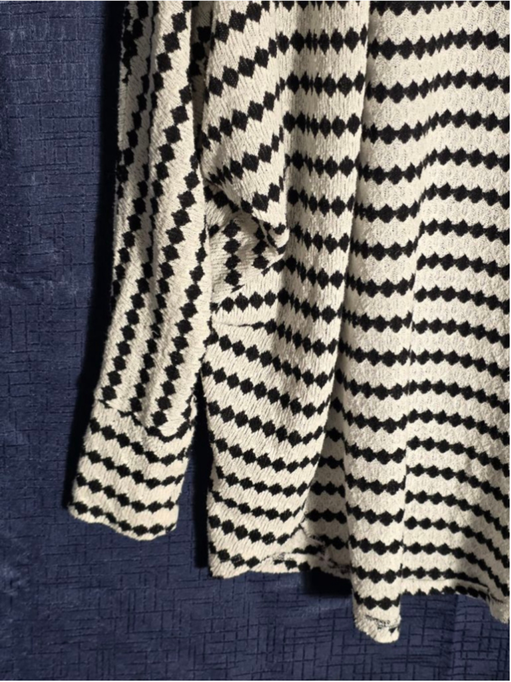Women's Freshman Black & White Striped Cardigan S vintage retro 90's y2k coastal - Picture 3 of 4